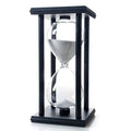 60-minute hourglass sand timer with dark wood frame and white sand