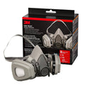 3M reusable half-face respirator with OV cartridges and face seal, tan and gray