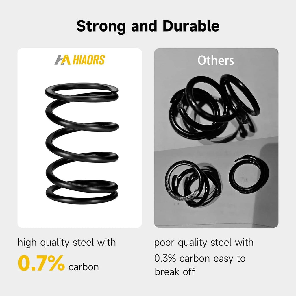 Black valve springs compared for durability, showing high-quality vs others steel look