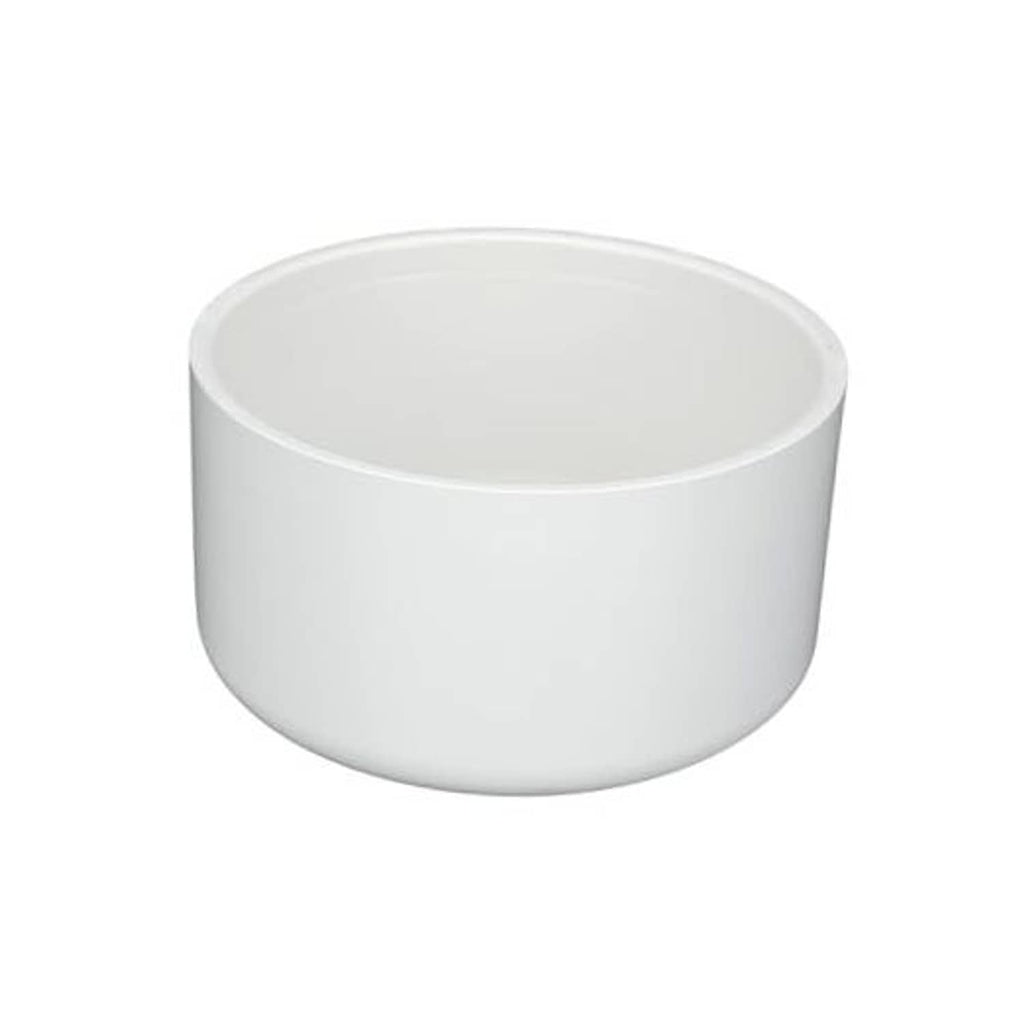 White PVC pipe end cap, round slip-on fitting for 8 in pipe