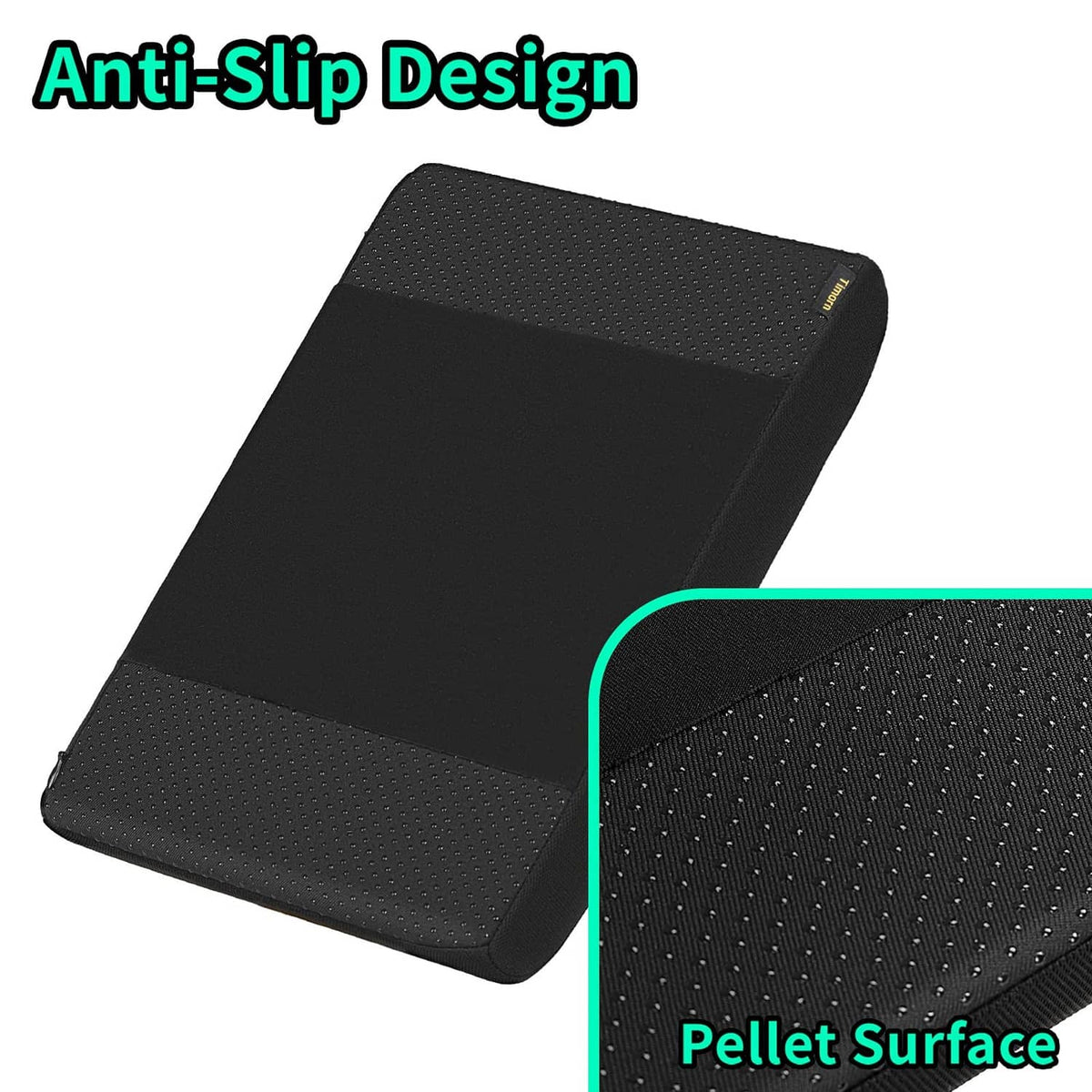 Black anti-slip memory foam console cover pad with textured surface
