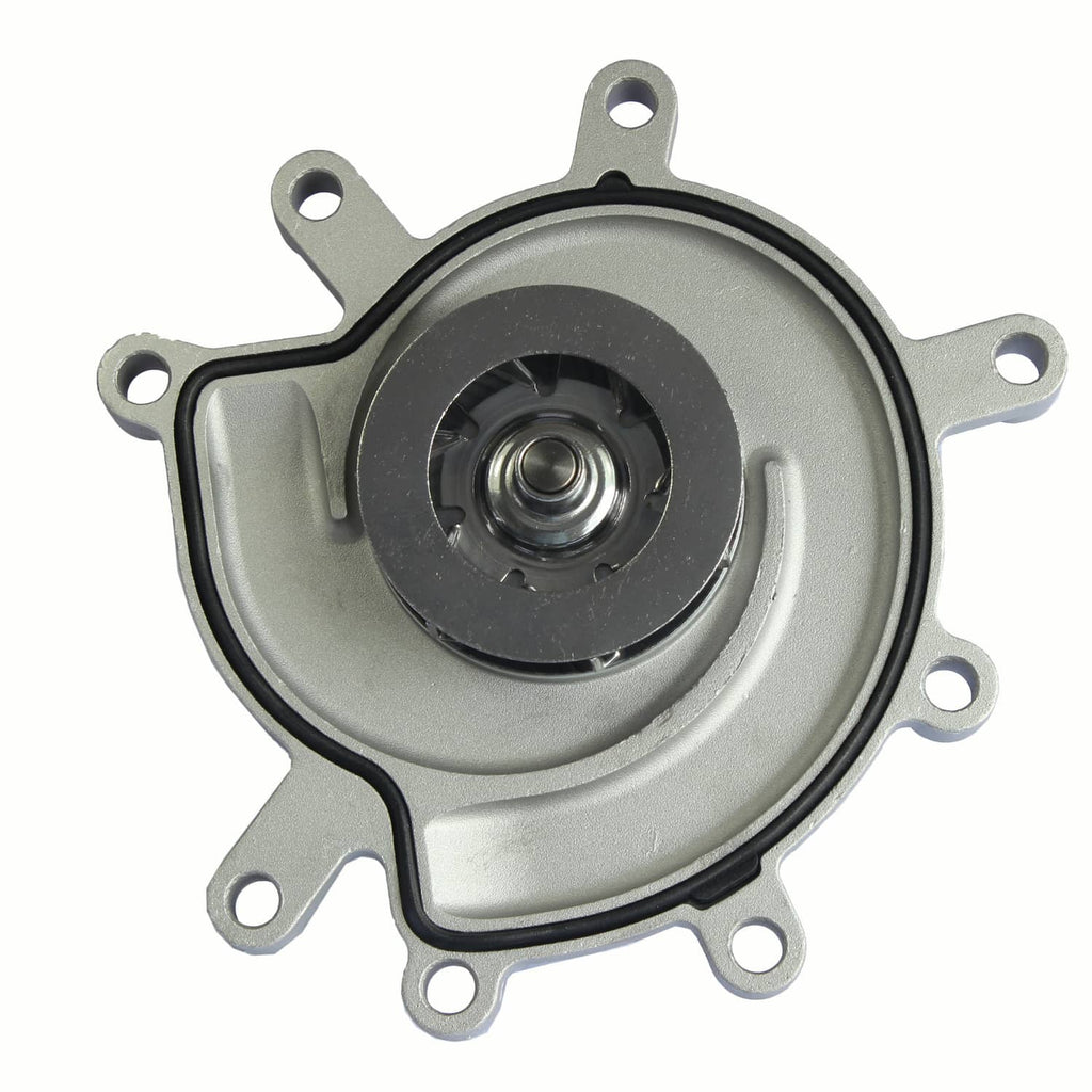 Water pump with metal housing and circular impeller opening, side mounting holes
