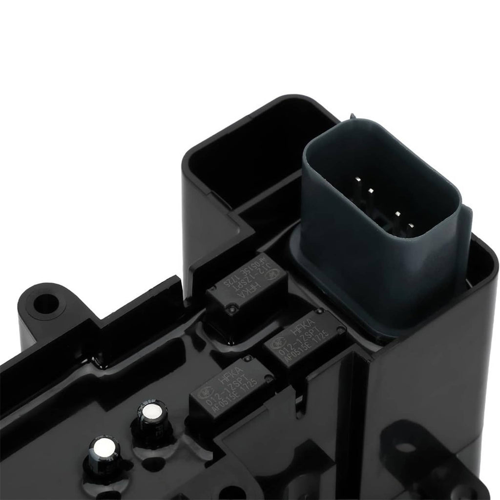 Brake control module close-up, black housing with dual connector ports and terminals