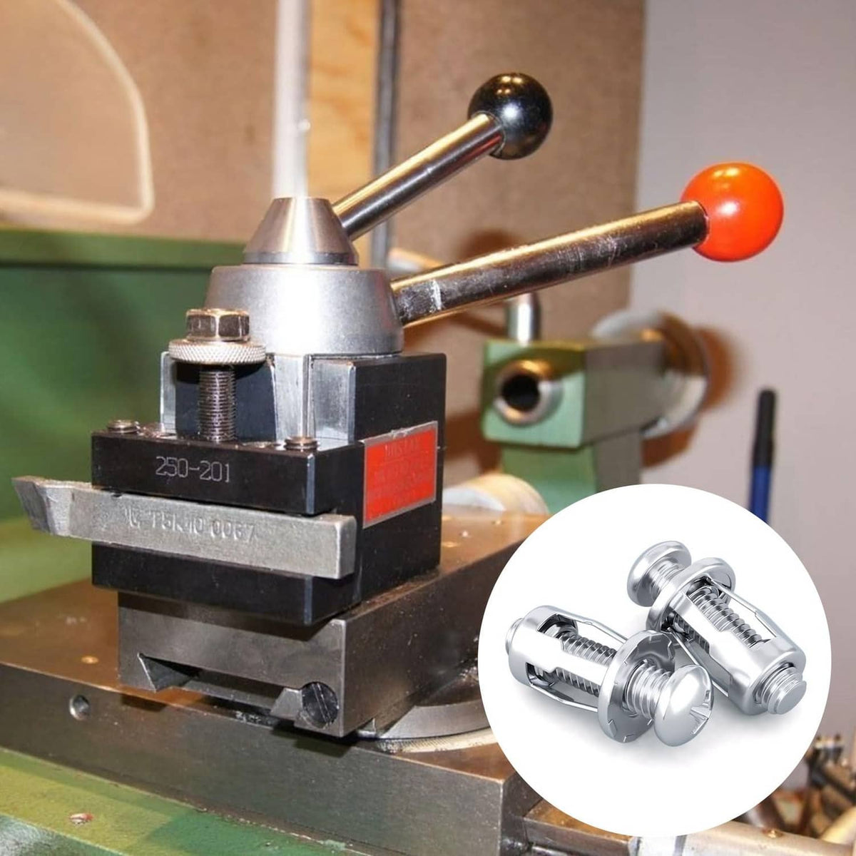 Silver expansion screws and petal nuts shown in inset detail