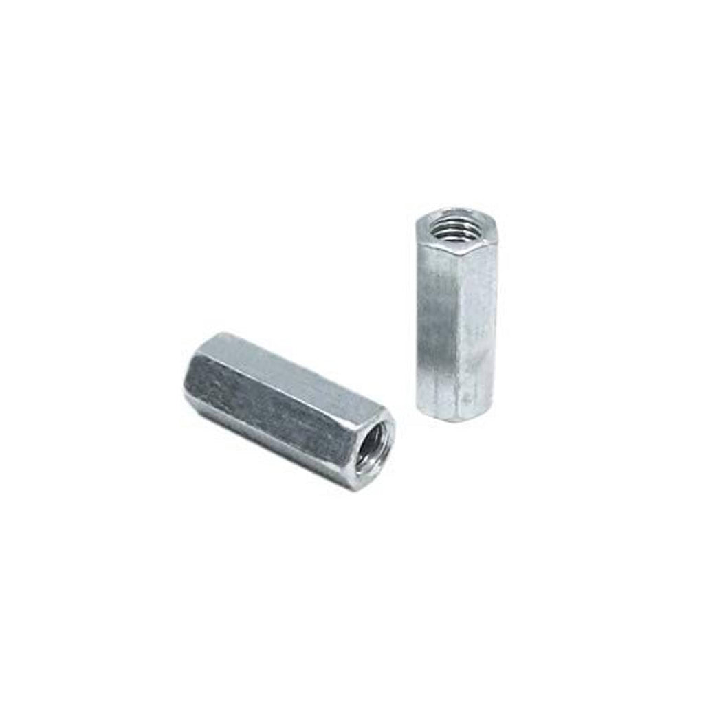 Zinc-plated M8 threaded rod coupling sleeves with hex nut ends