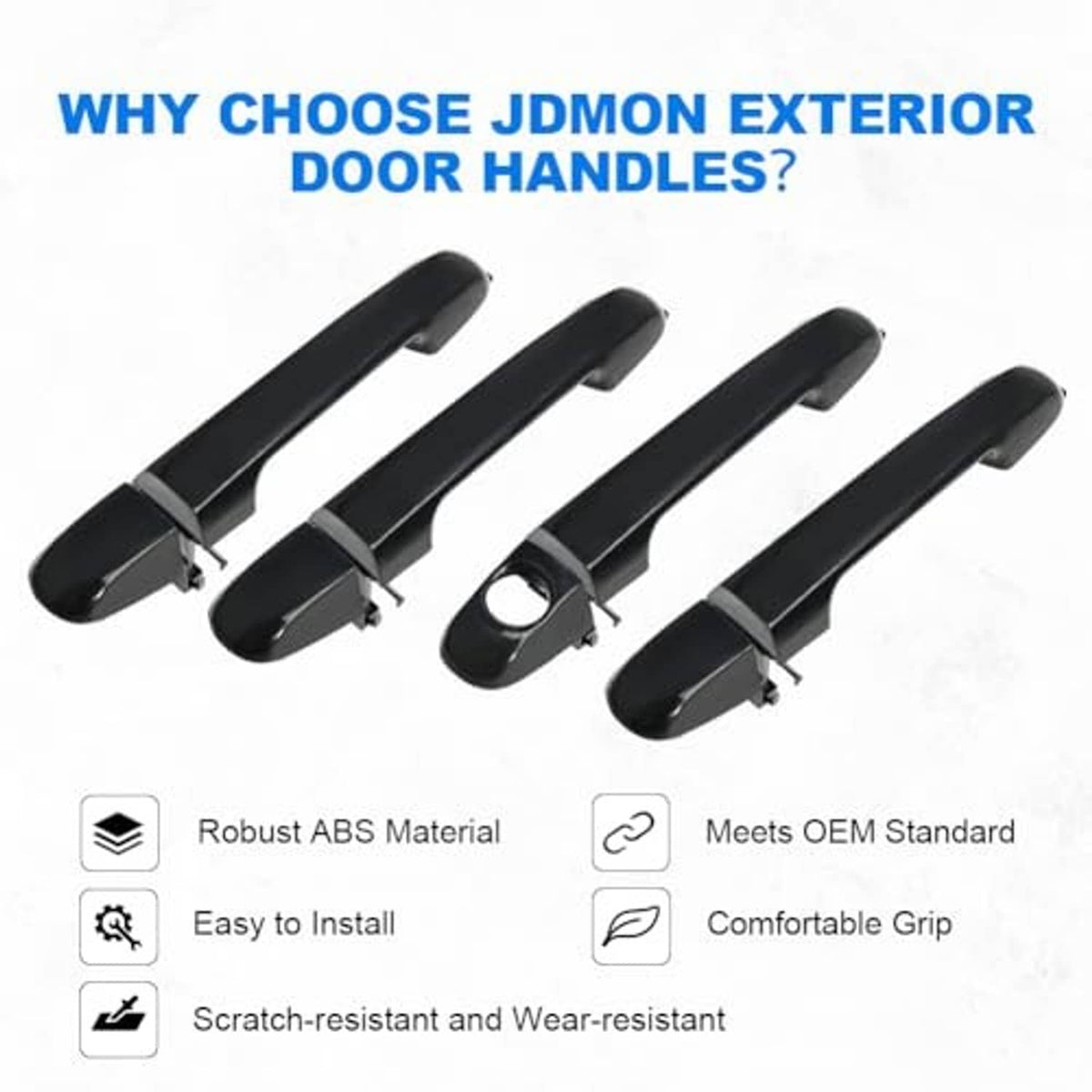 Black exterior door handles set with ergonomic grip and protective finish