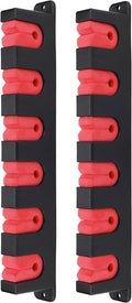 Wall-mounted fishing rod rack holder, black bracket with red EVA foam rod rests