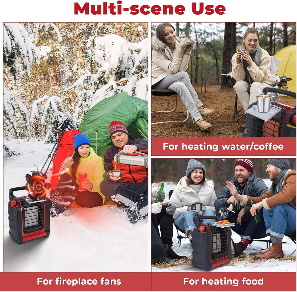Multi-purpose heater bracket used outdoors for fireplace fan and cooking