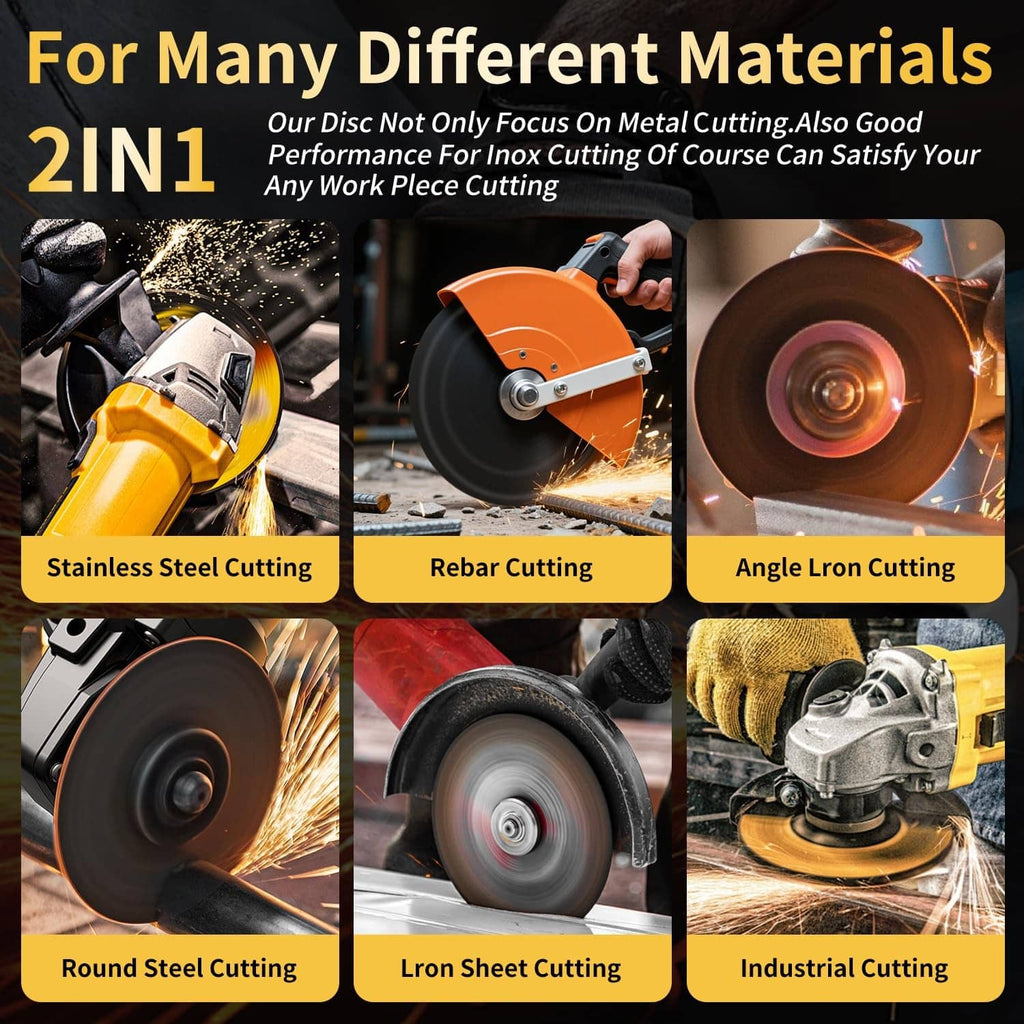 Metal cutting disc for stainless steel, rebar, angle iron, and industrial steel cutting