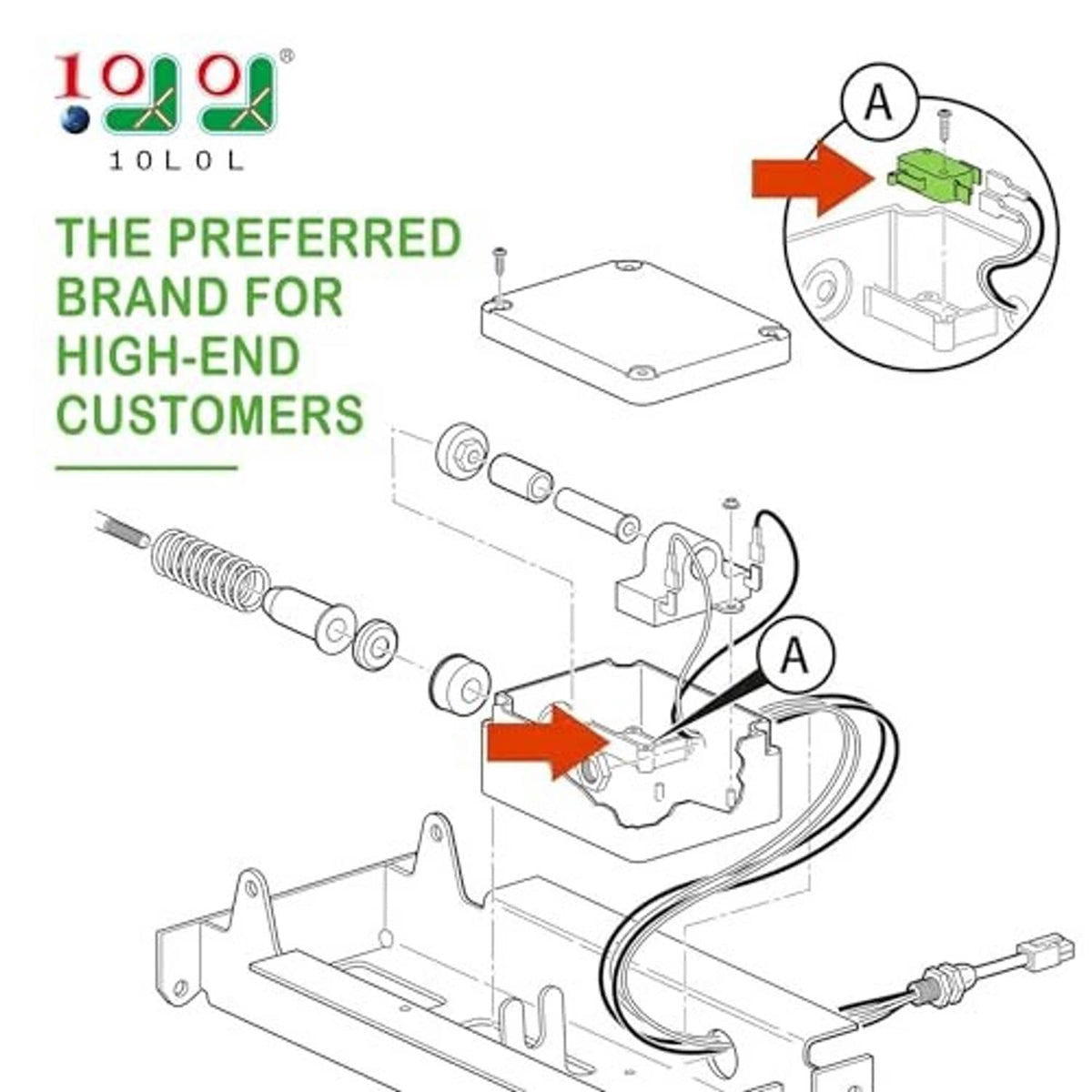 Electrical micro switch installation diagram with connectors, terminals, and labeled arrows