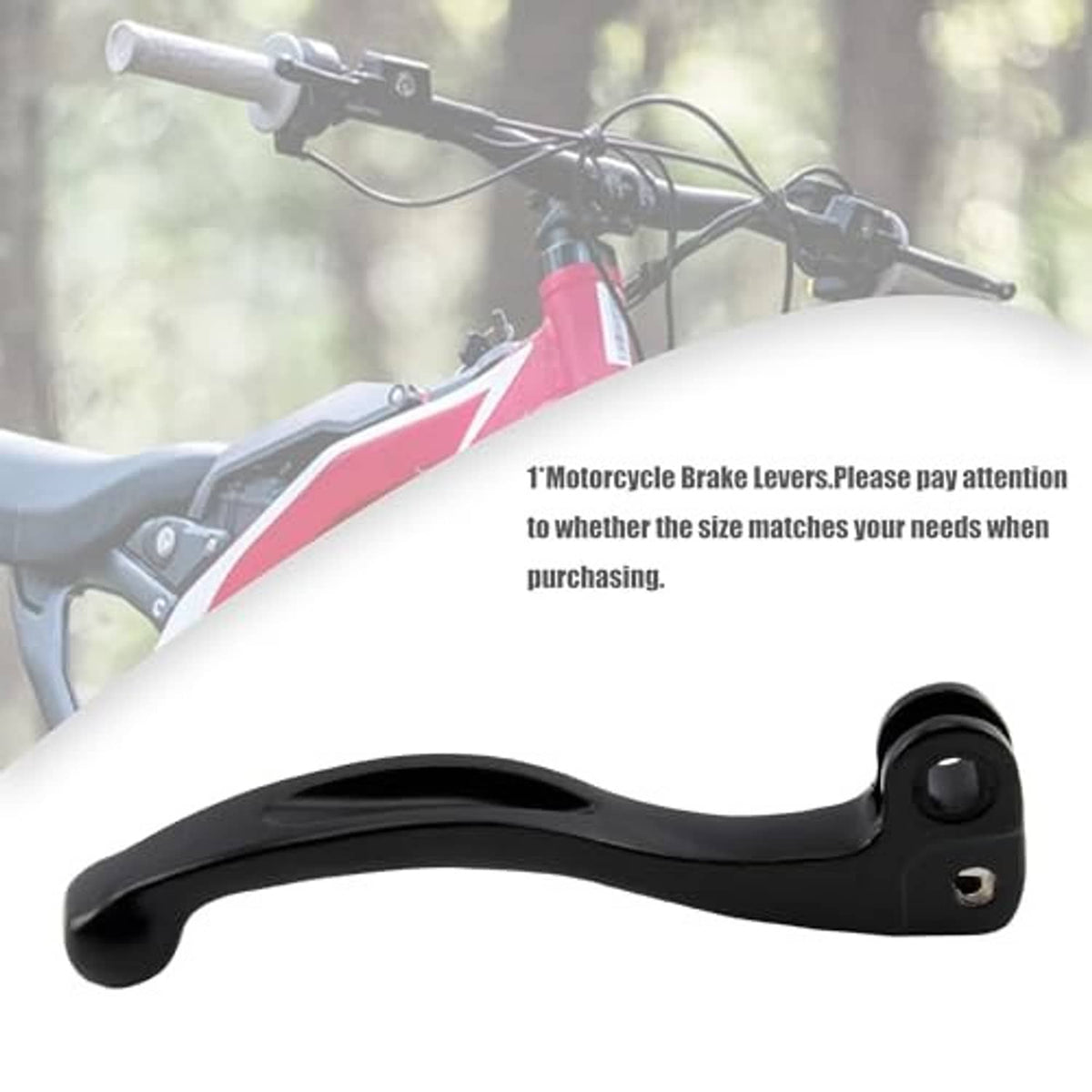 Black brake lever with ergonomic curved handle and mounting base, replacement motorcycle part