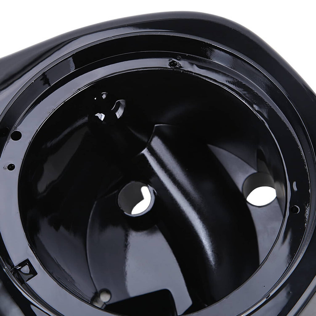 Close-up of glossy black 6.5-inch speaker pod interior and circular driver opening