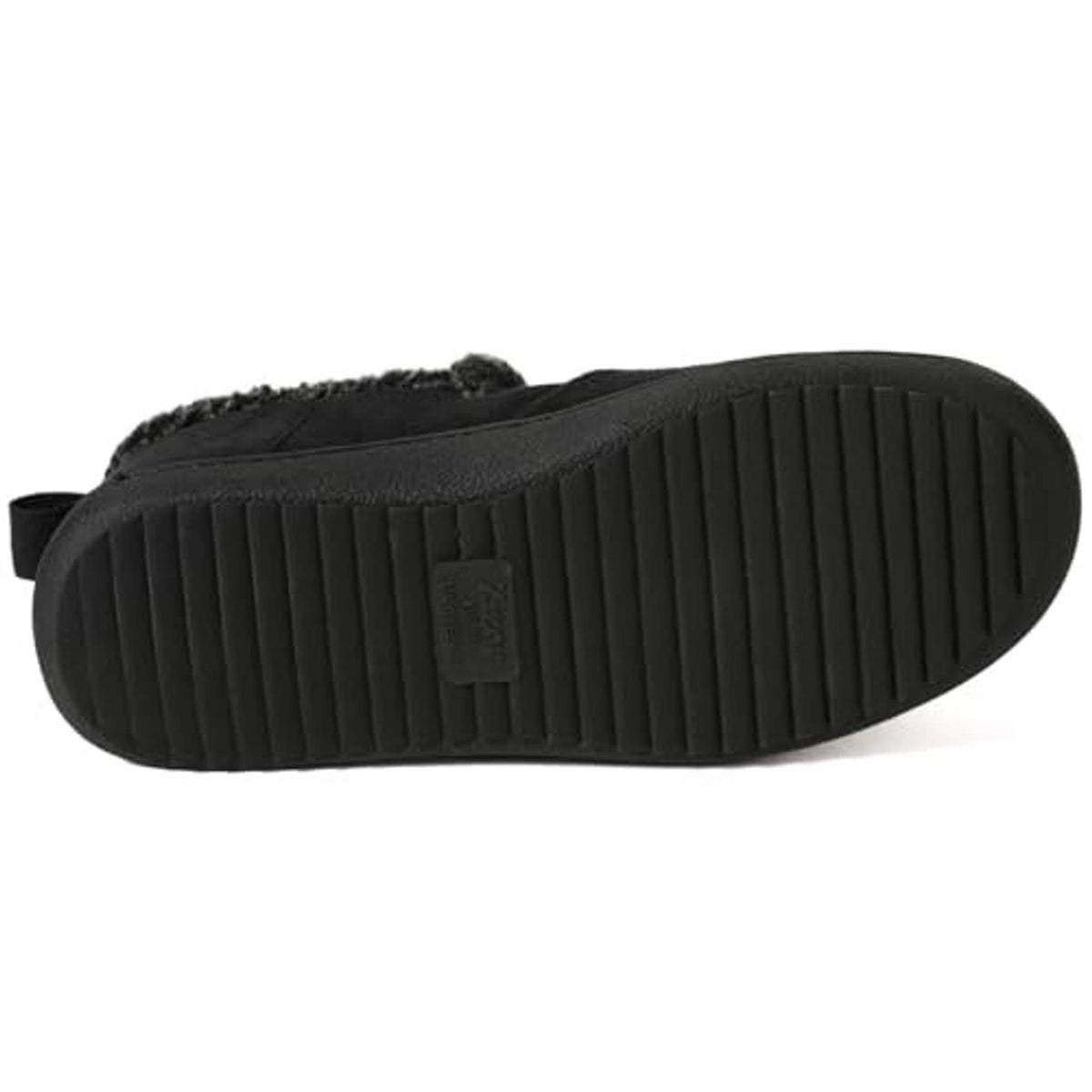 Men's black bootie slipper outsole with textured ridged rubber sole