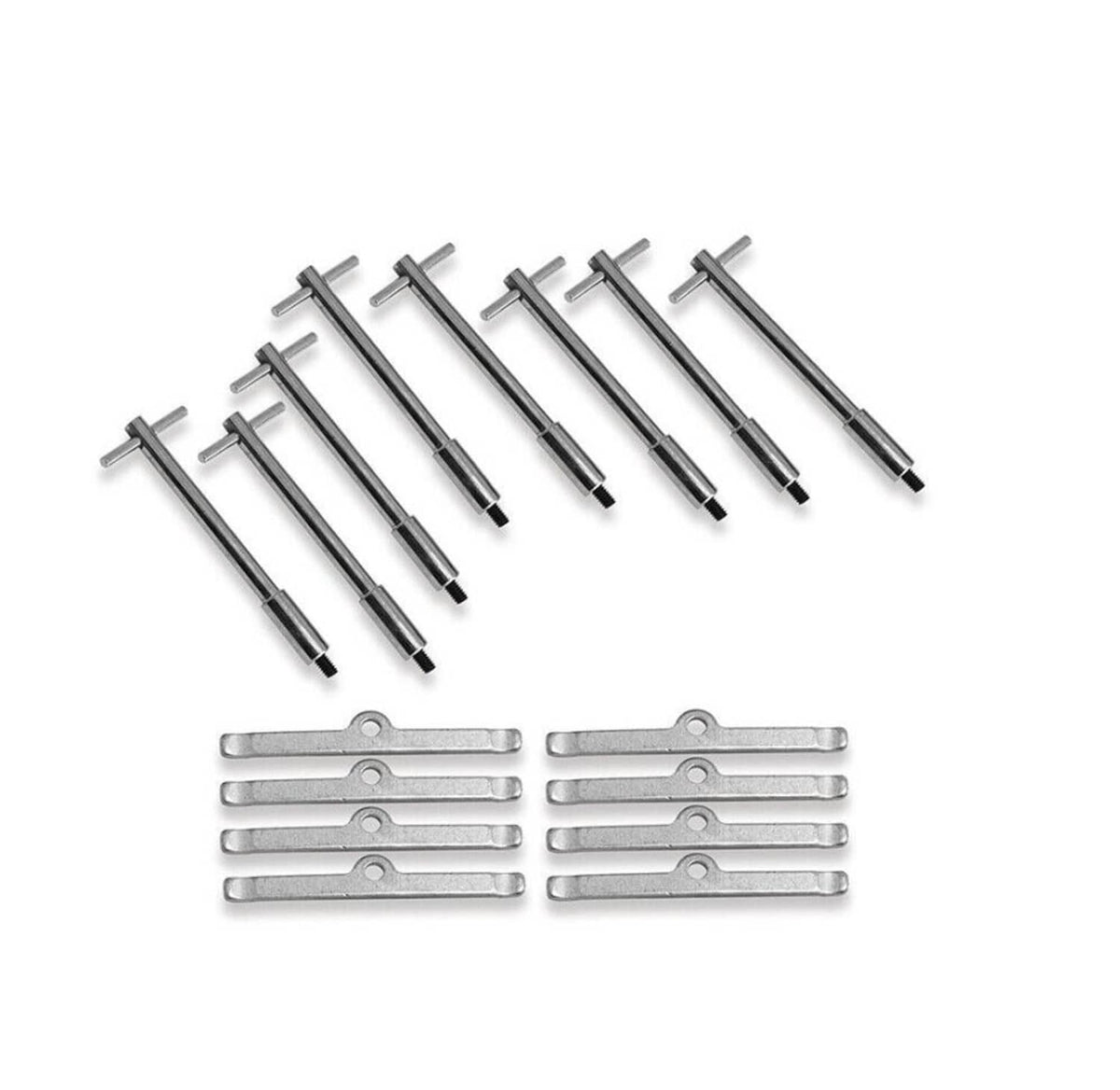 Chrome tall T-bolts and spreader bars kit with threaded studs and crossbars