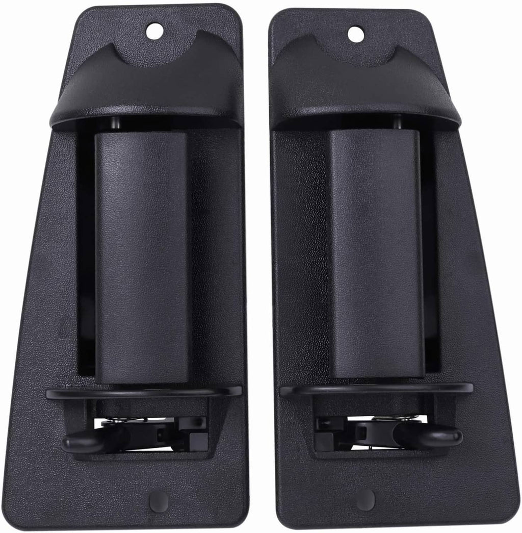 Black exterior rear door handle, pair with mounting tabs and pinholes