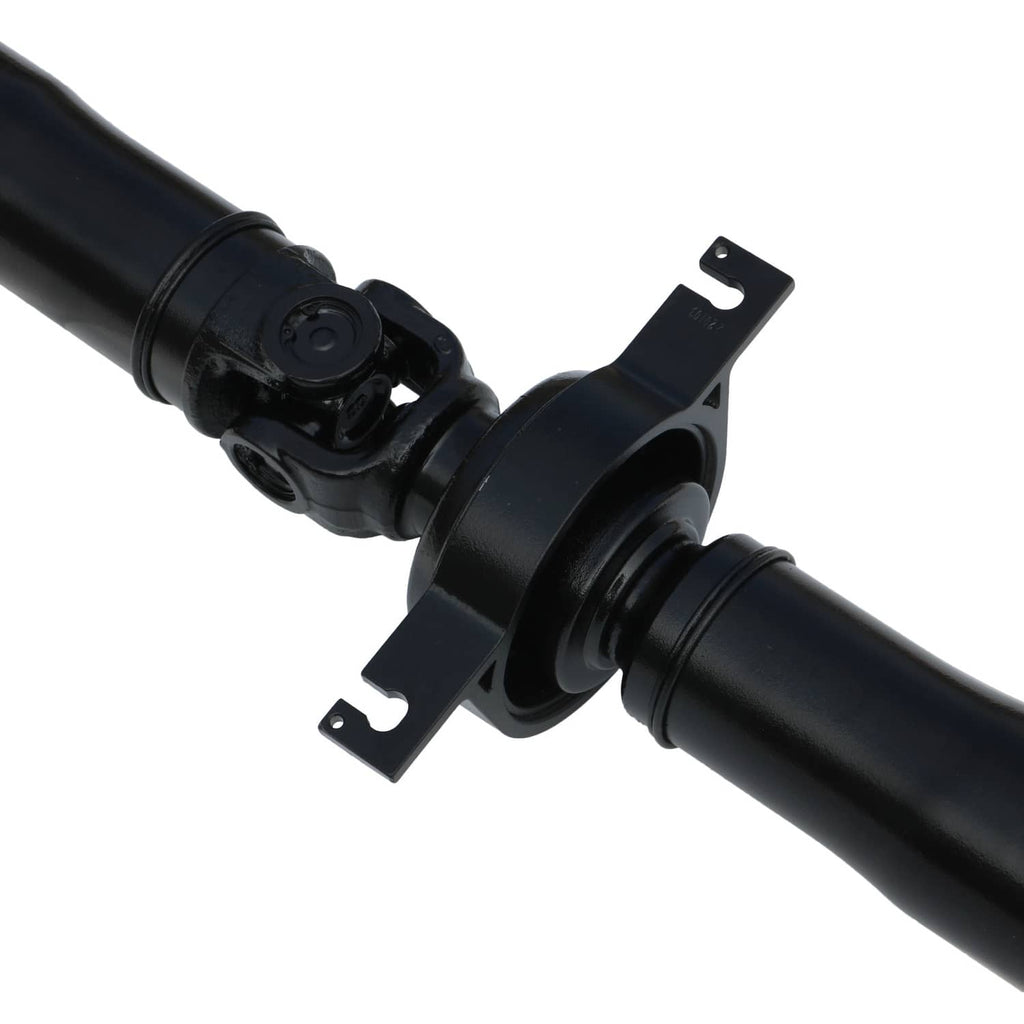 Propeller shaft support bearing with mounting bracket and black rubber bushing