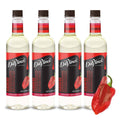 DaVinci Gourmet Classic Habanero syrup bottle 4-pack, clear amber liquid, red label