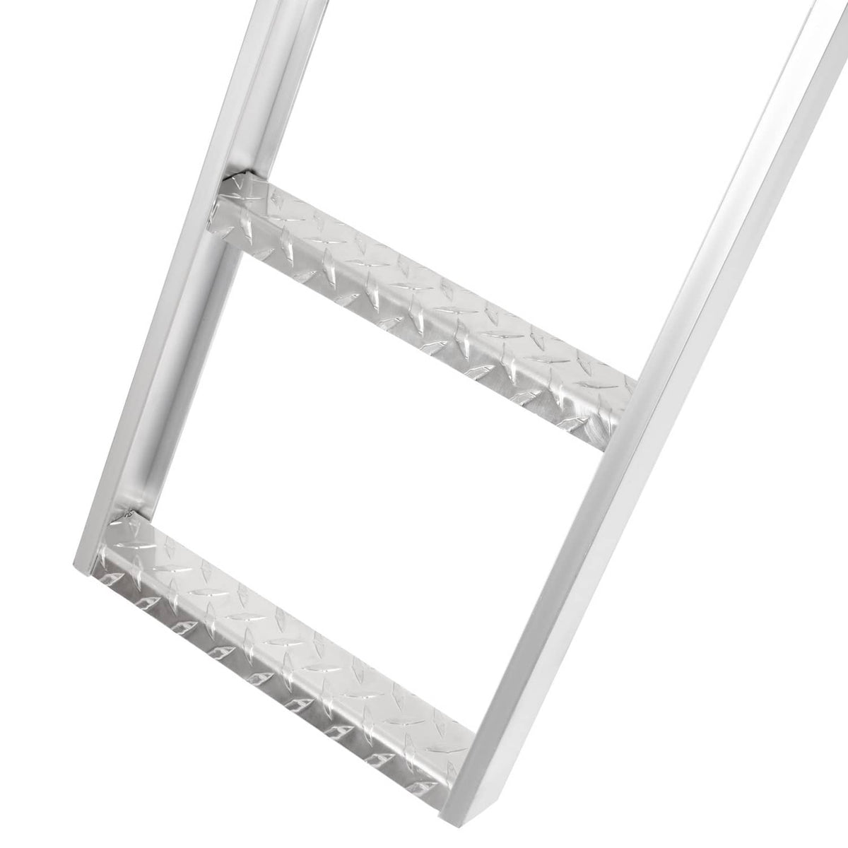 Aluminum ladder step frame with textured tread inserts