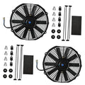 12-inch electric radiator cooling fans set, black grille fans with mounting hardware (2 pack)