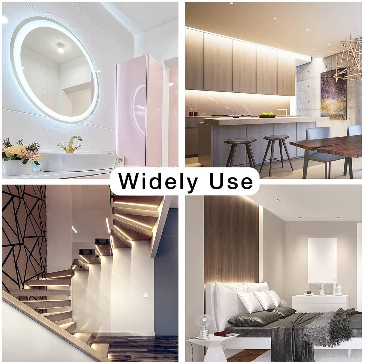 LED strip light used around interior spaces for accent lighting