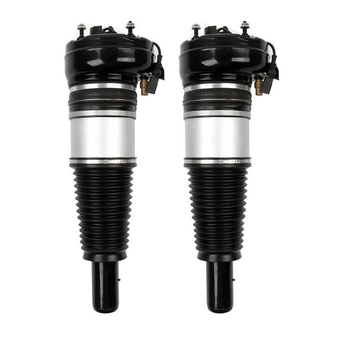 Front air suspension struts, black housings with silver center cylinders and mounts