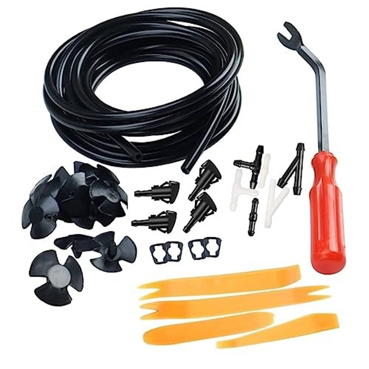 Washer nozzle replacement kit with 4 straight nozzles and red-handled remover tool