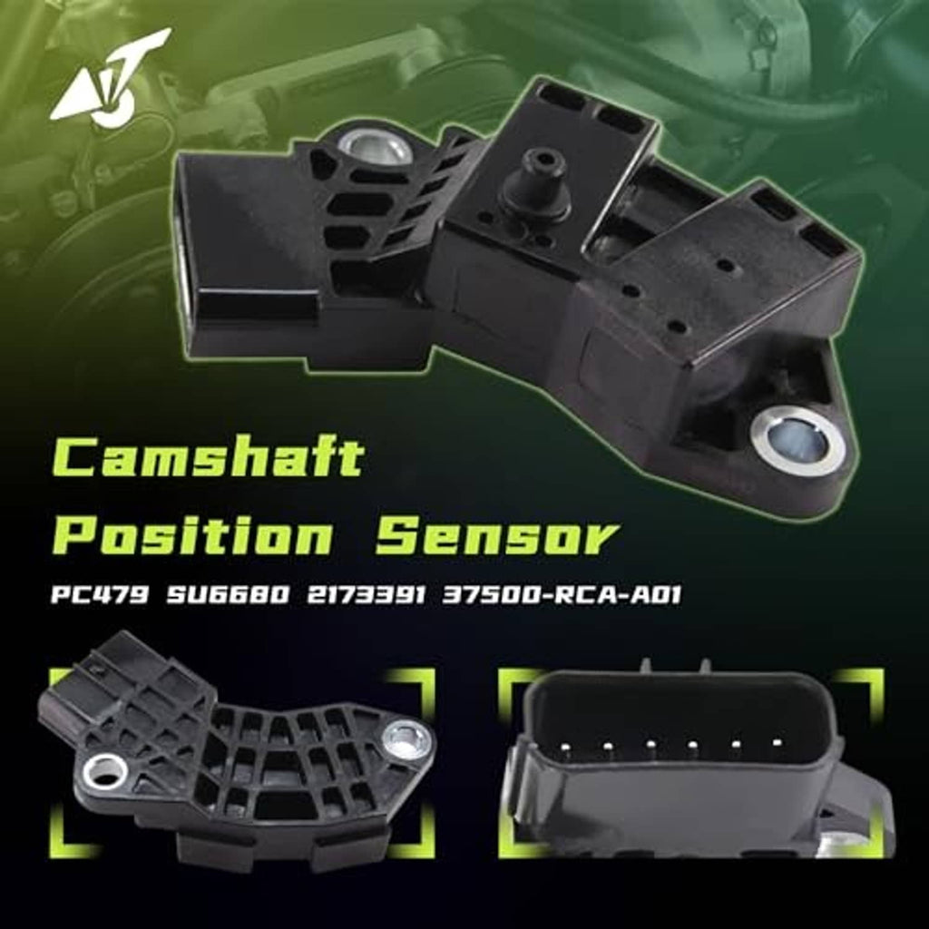 Crankshaft position sensor with wiring connector and mounting bolt, shown from above