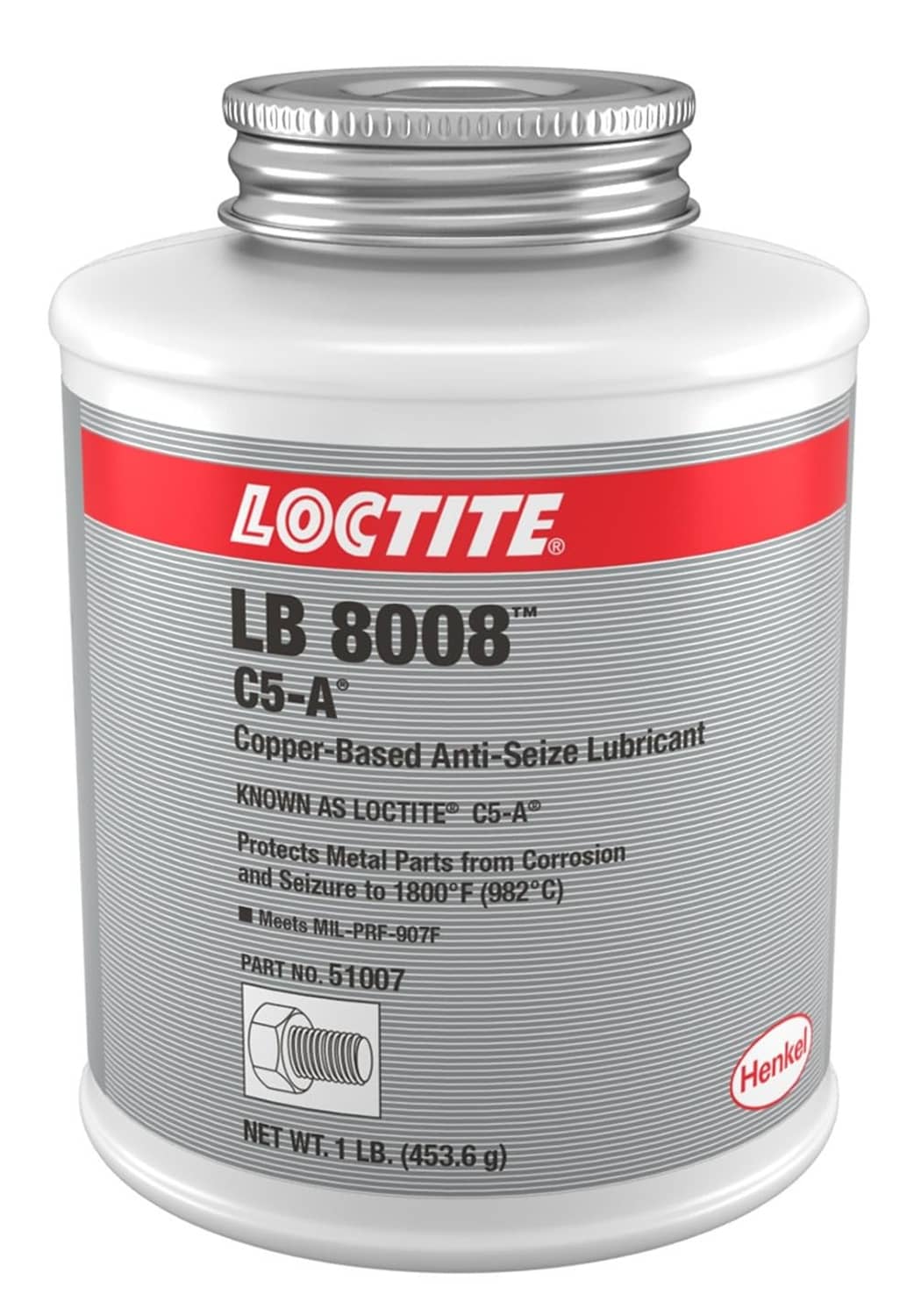 Loctite LB 8008 copper-based anti-seize lubricant jar with red label