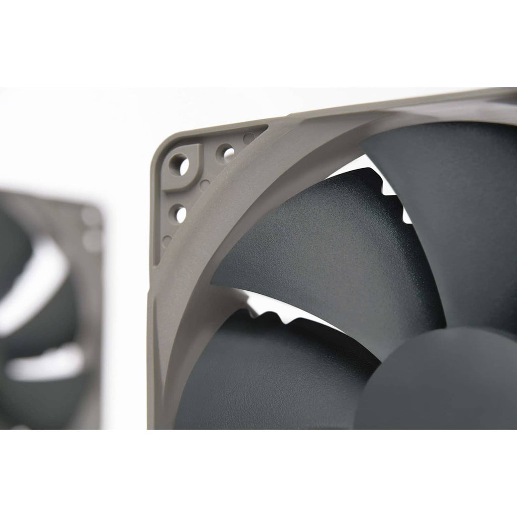 120mm cooling fan frame and black blades close-up