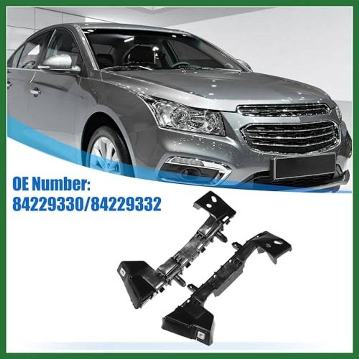 Black front bumper mounting support bracket pair with mounting tabs