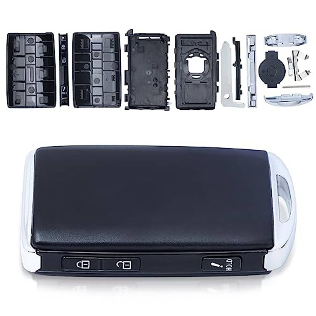 Key fob case shell parts set with black cover and metal emergency key blade