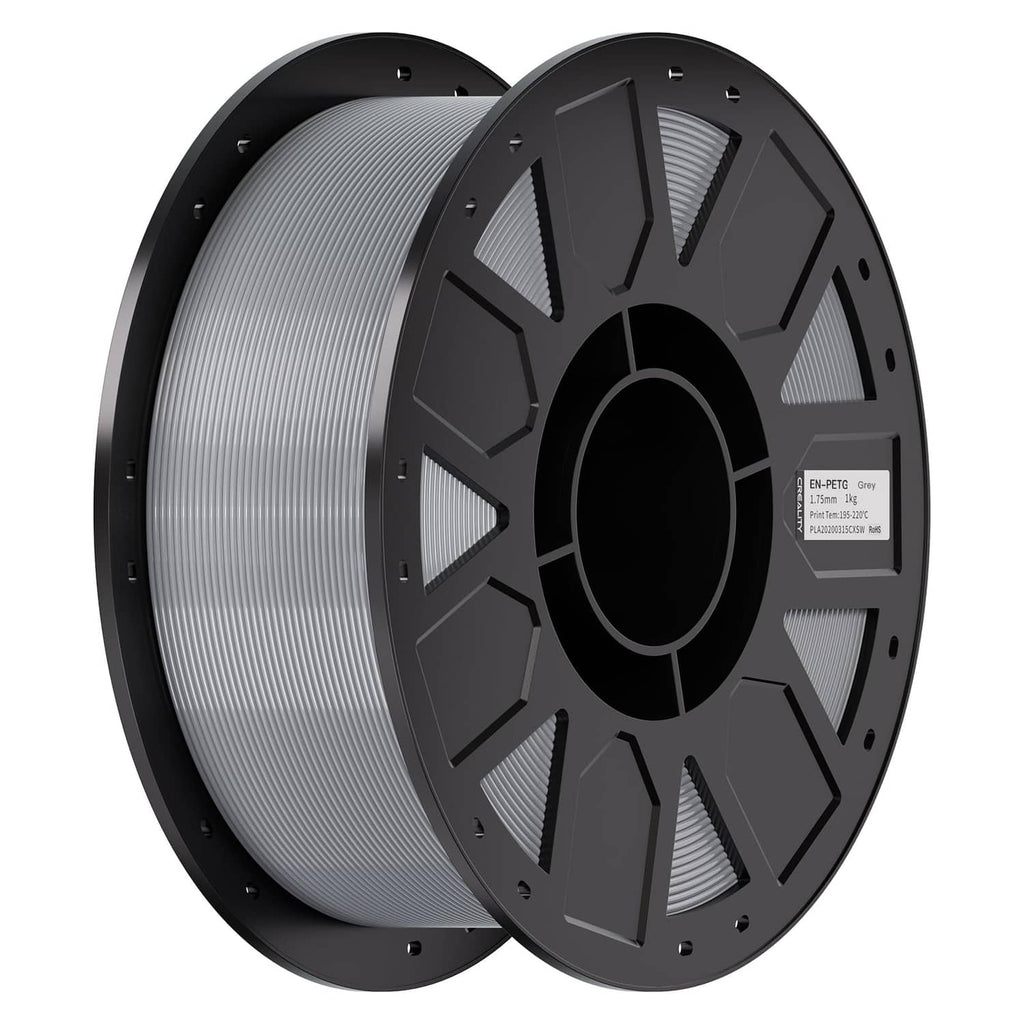Grey PETG 3D printer filament spool, 1.75mm on black reel