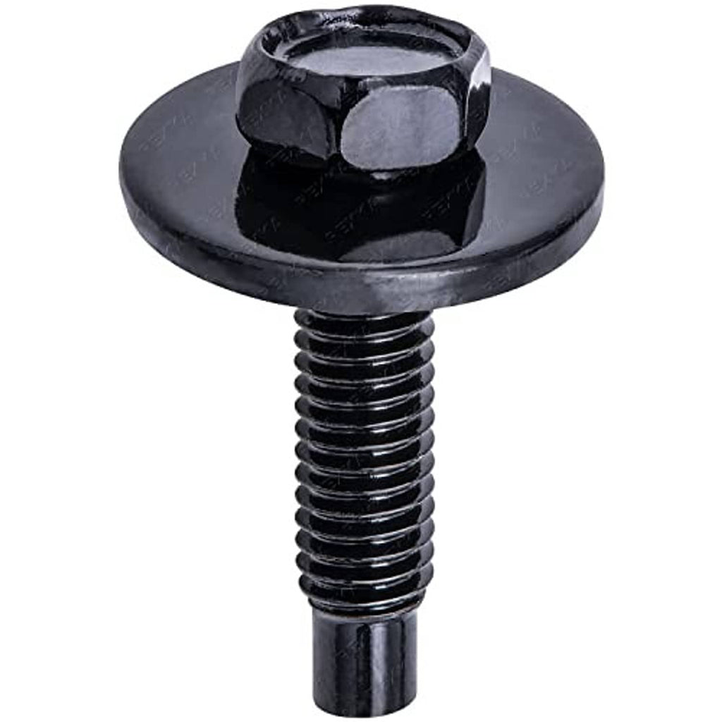 Black hex-head SEMS bolt with flange washer and visible threads (M6-1.0)
