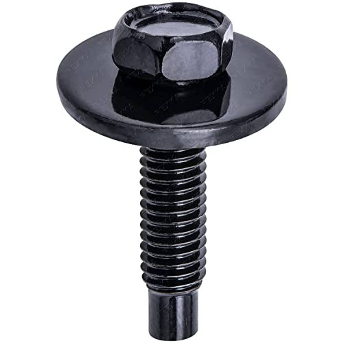 Black hex-head SEMS bolt with flange washer and visible threads (M6-1.0)