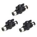 CEKER 1/4 push-connect pneumatic ball valve, black body with two tube ports