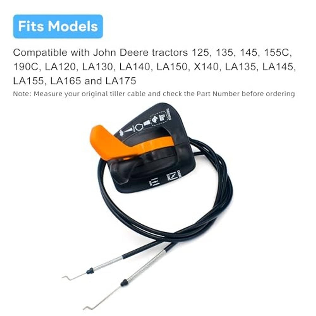 Throttle/choke cable with orange-and-black module and exposed cable ends with springs