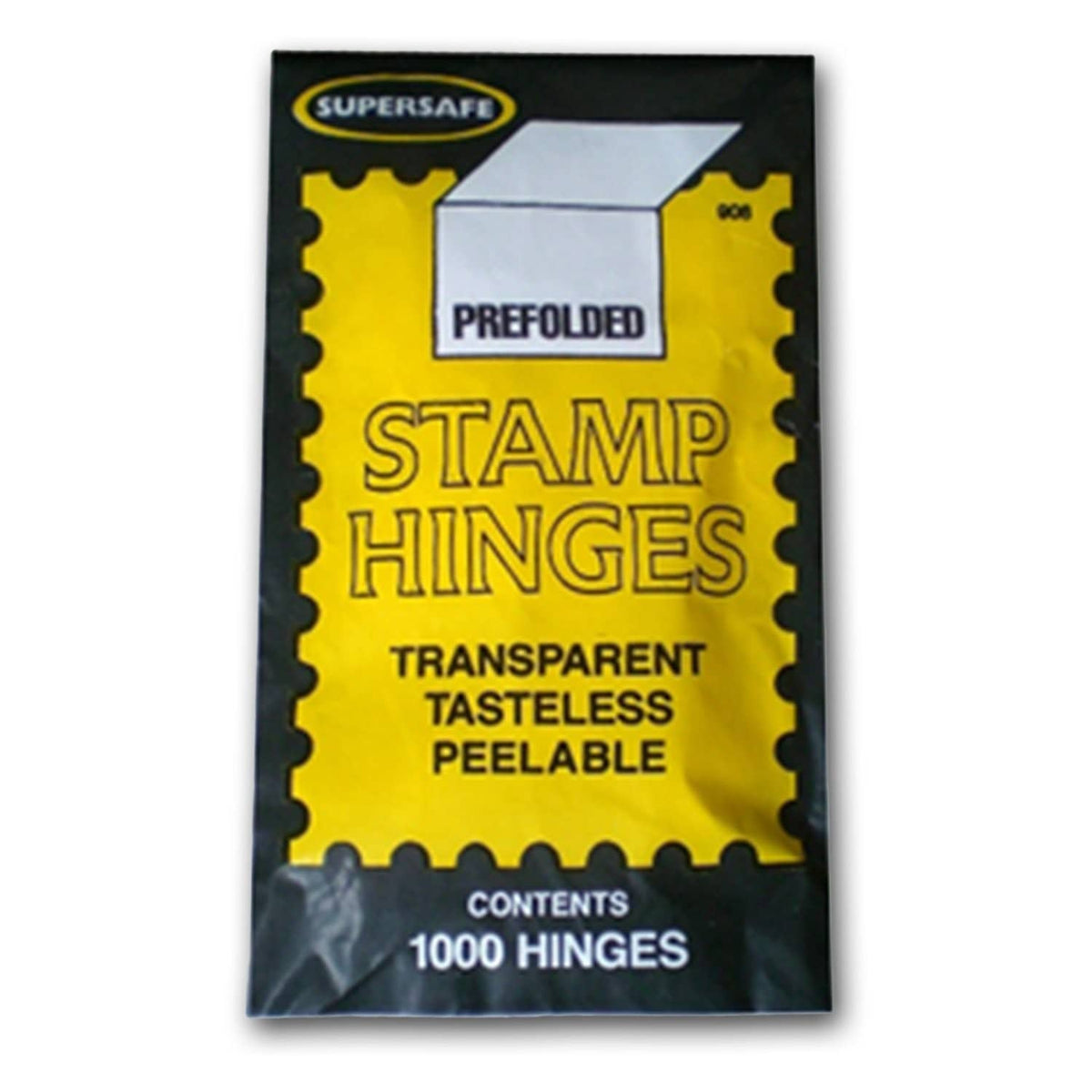Supersafe folded stamp hinges pack, 1000 pre-folded transparent peelable hinges