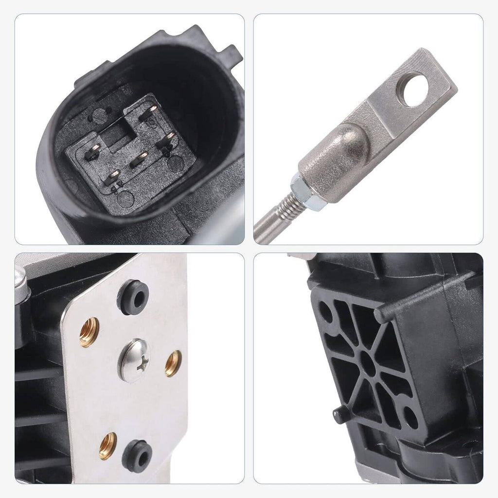 Turbo wastegate actuator connector and mounting hardware close-up