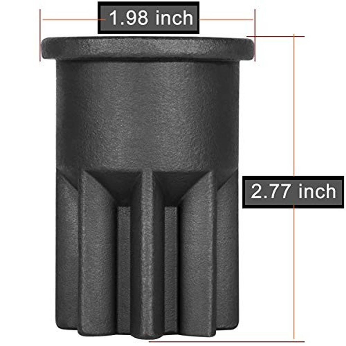 Black engine barring socket tool, 1.98 in top diameter, 2.77 in height