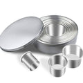 Stainless steel round cookie cutter set with nested circles and small cylinder pieces