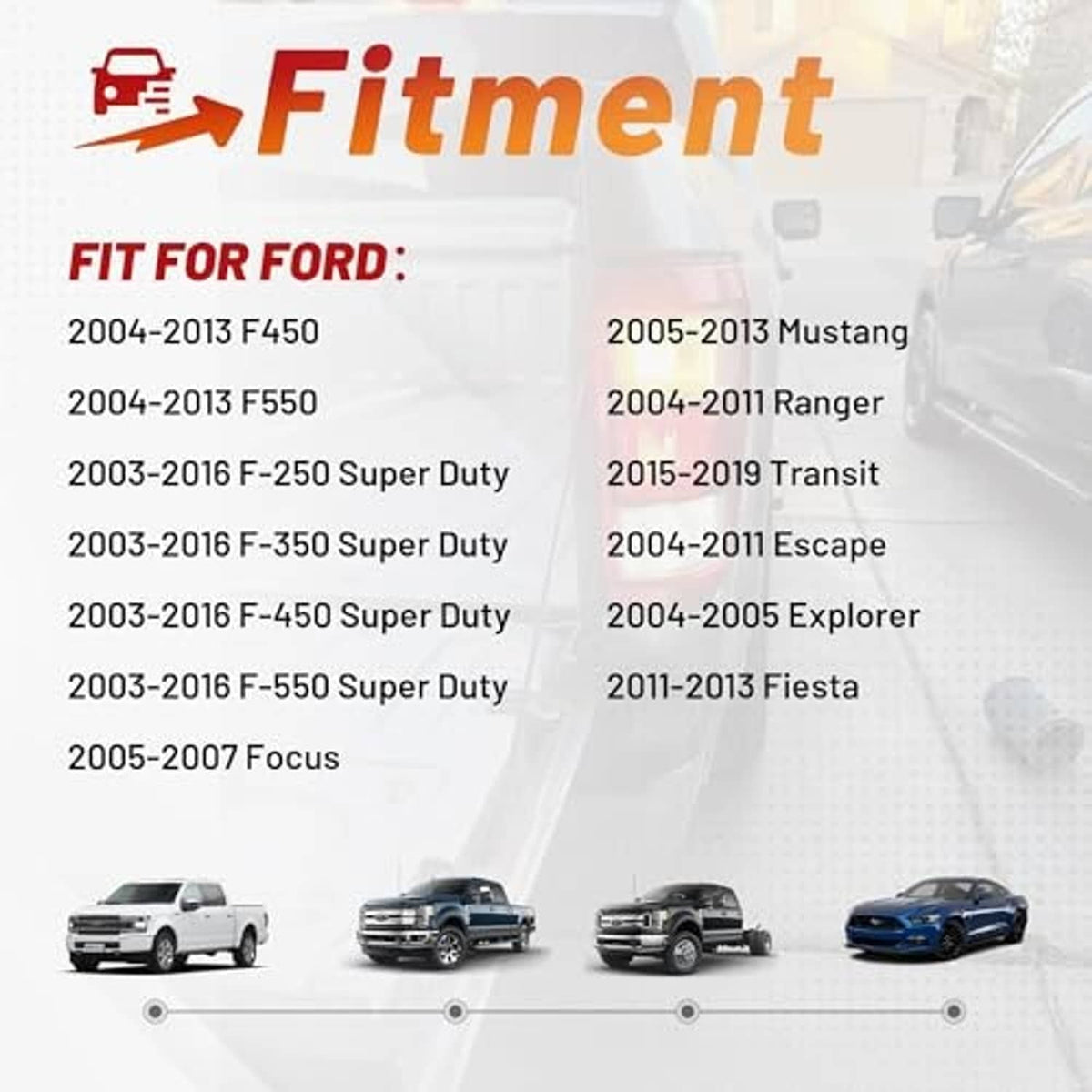 Vehicle fitment chart background with turn signal light socket and pigtail parts