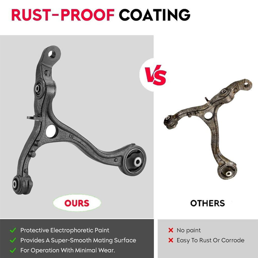 Black front control arm with bushing and ball-joint style ends