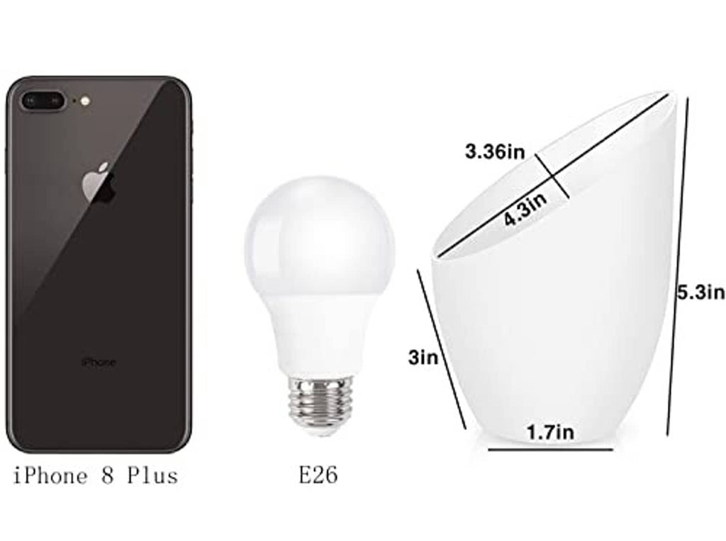 White plastic cone lampshade, 5.3 in tall, 1.7 in base, E26 fit.