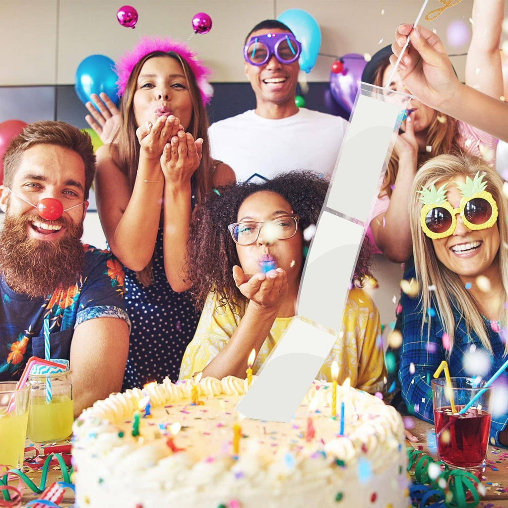 Birthday party scene using money pull-out card on a decorated cake
