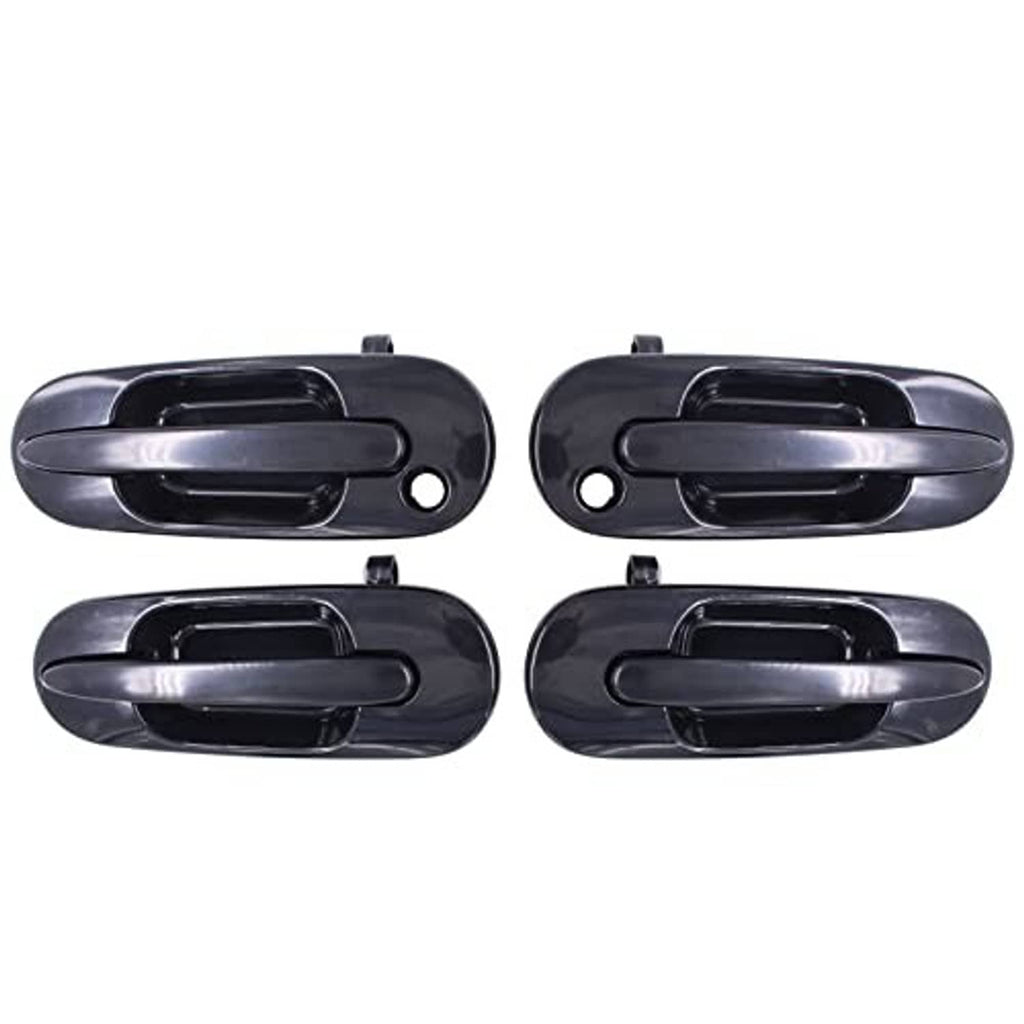 Set of four dark gray exterior door handles with black release button openings
