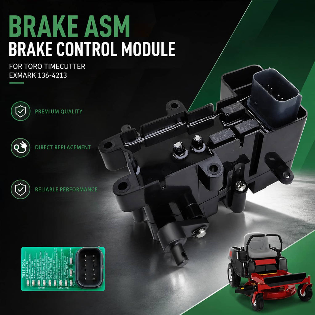 Brake control module assembly with top wiring connector and metal fasteners