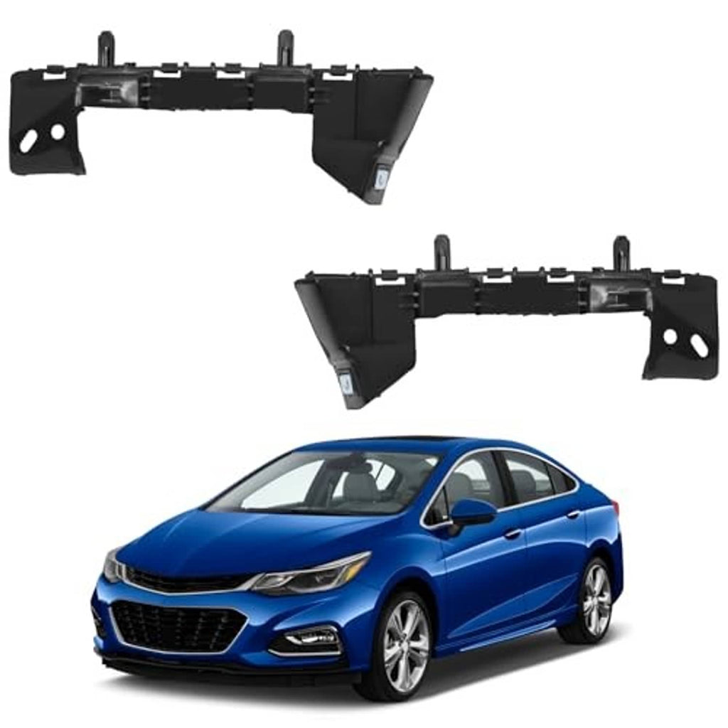 Black front bumper cover support retainer brackets, dual-piece mounting bracket set
