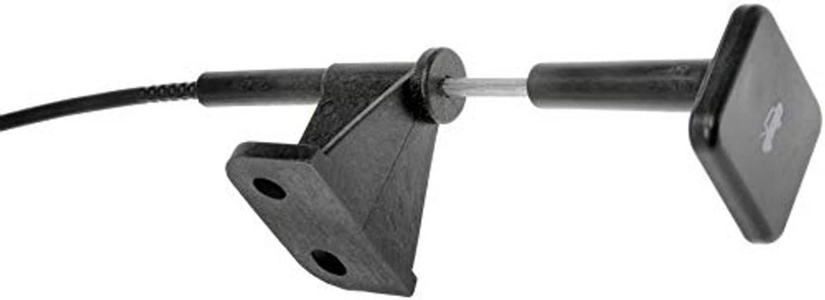 Hood release cable with metal bracket mount and black pull lever
