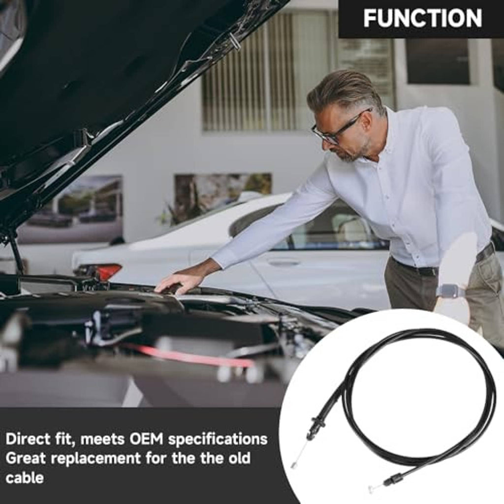 Black hood latch release cable with metal-tipped ends