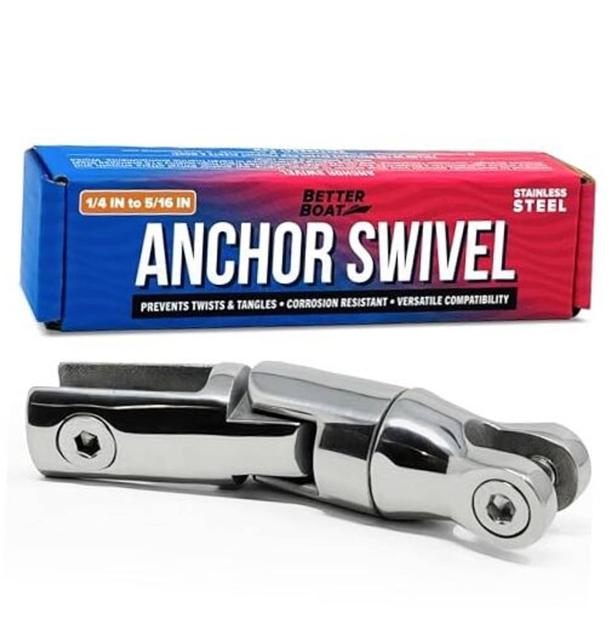 Stainless steel anchor swivel shackle, polished metal swivel joint with pin connection